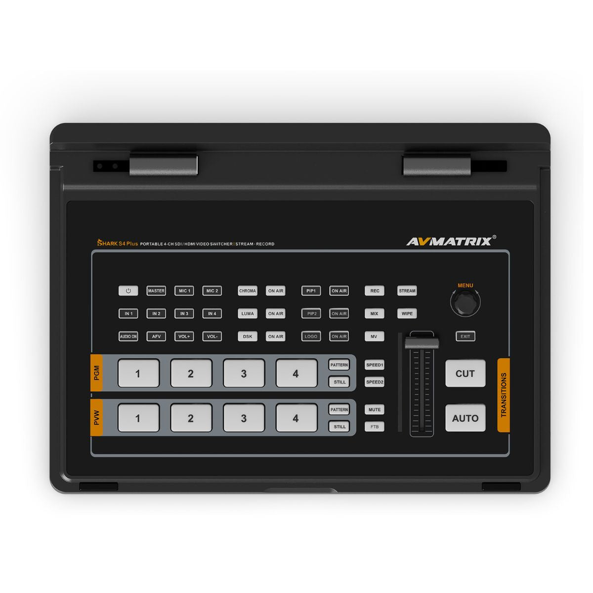 Avmatrix Shark S4 Plus Micro 4 Channel SDI and HDMI Live Stream Multi Format Video Switcher