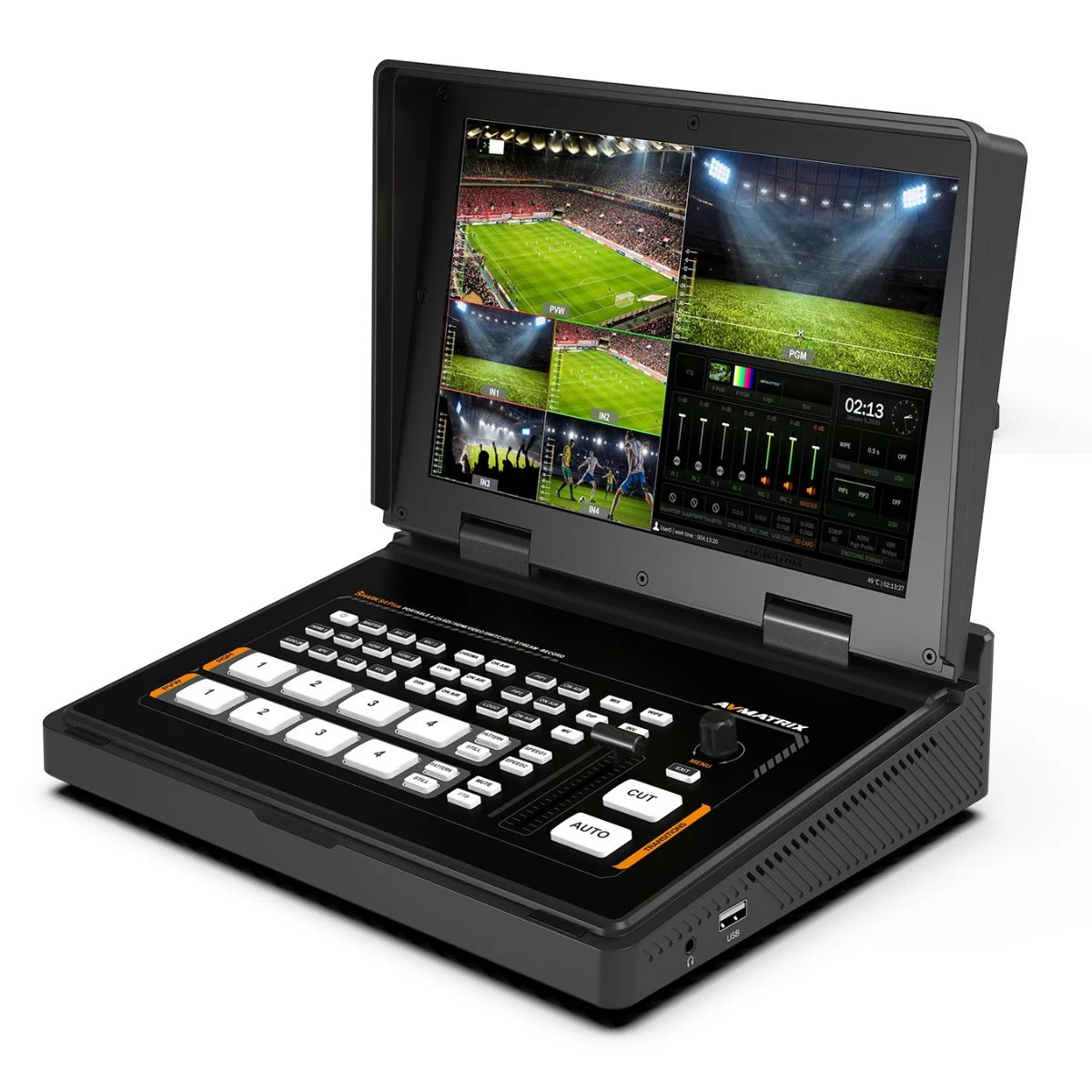 AVMATRIX Shark H4 Plus Portable 4 Channel HDMI Live Stream Multi-Format Video Switcher