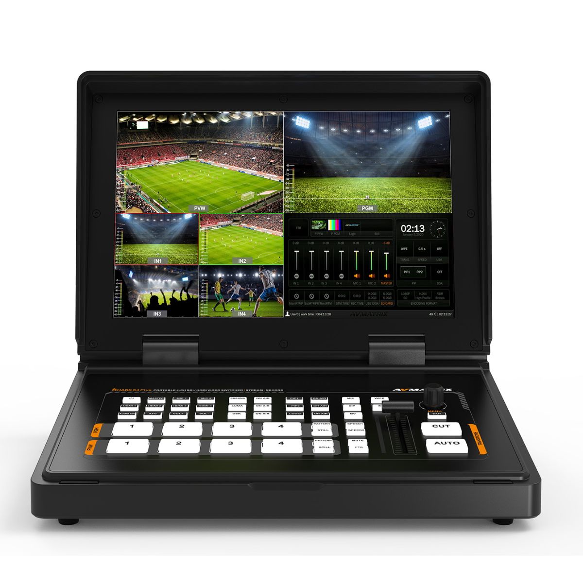 Avmatrix Shark S4 Plus Micro 4 Channel SDI and HDMI Live Stream Multi Format Video Switcher