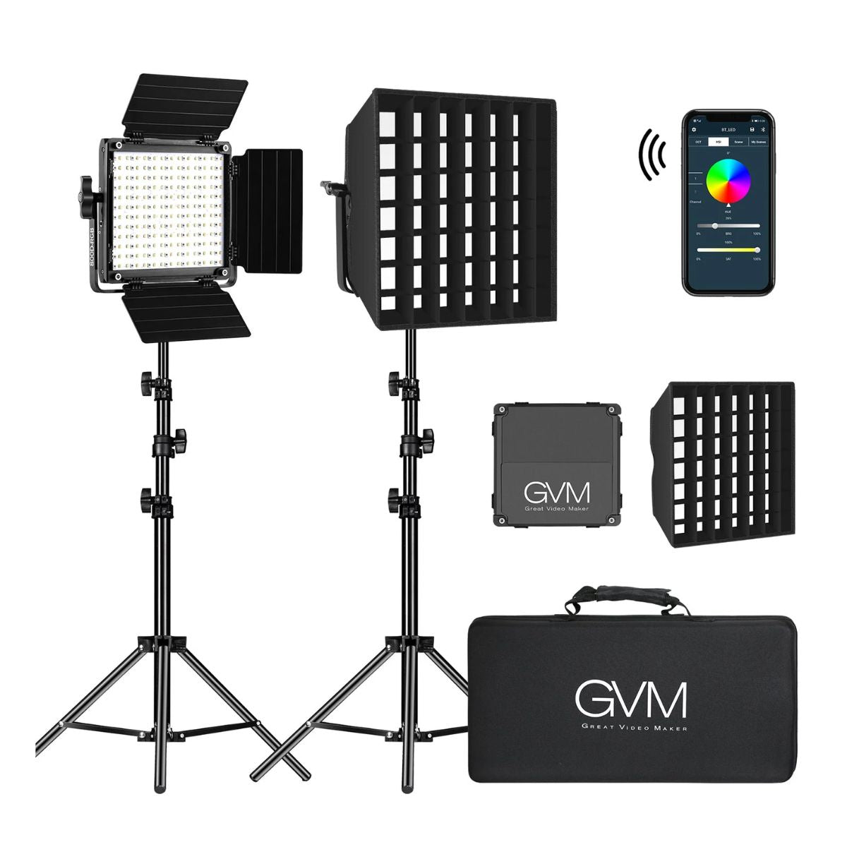 Great Video Maker 800D-RGB LED Studio 2-Video Light Kit with Softbox