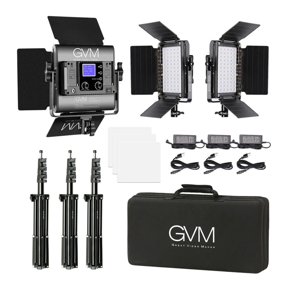 Great Video Maker 800D-RGB LED Studio 2-Video Light Kit with Softbox