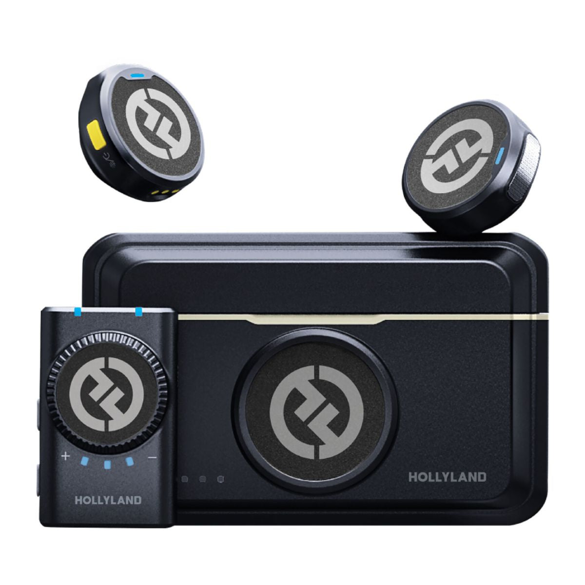 Hollyland Lark M2 Duo 2.4 GHz Wireless Microphone with Noise Cancellation, Dual-Mic, Support and Camera, Phone, PC Laptop Compatibility – Compact Lapel Mic Kit for Creators, Interviews, and Vlogging