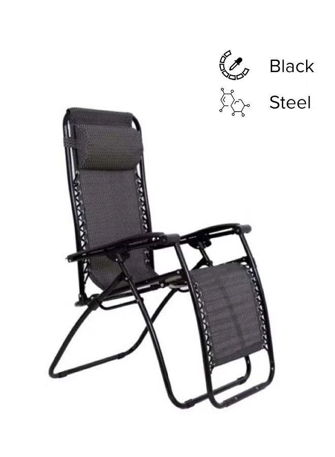 BJM Foldable Adjustable Reclining Chair 177x113x68cm - Black