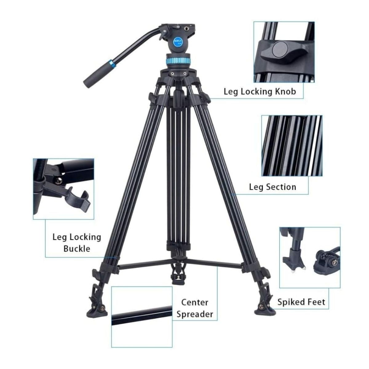 Sirui Aluminum Camera Tripod with Fluid Head SH25