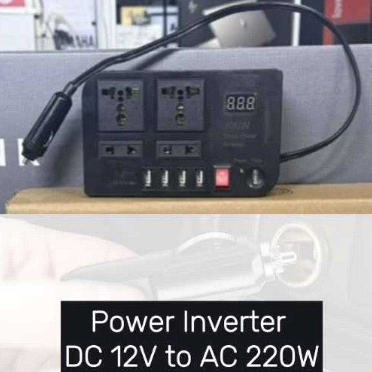 BYGD 300W Car Power Inverter – Dual Voltage DC 12V to AC 220V Converter with Multi-USB Fast Charging