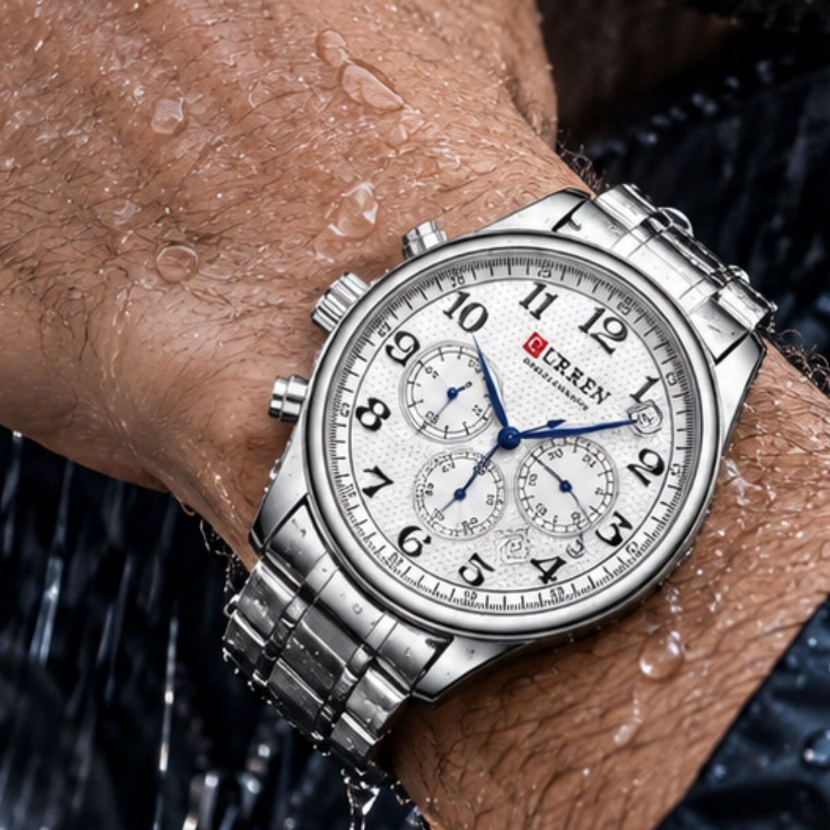 CURREN 8466 Men’s Chronograph Watch – 44mm Waterproof Stainless Steel Business & Sport Watch