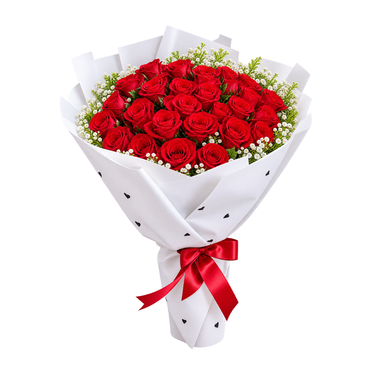 Red Rose Flowers wrapped Bouquet with long stem