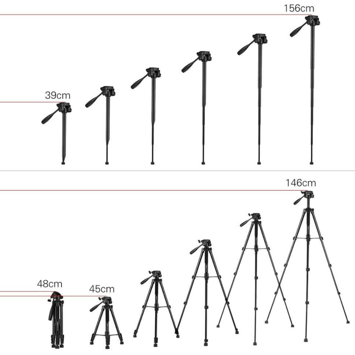KINGJOY VT-880 2 in 1 Portable Adjustable Aluminum Alloy Camera Tripod Monopod