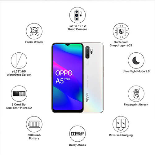 OPPO Mobile A5 2020 (3GB + 64GB) Smart Phone 12 MP quard Camera