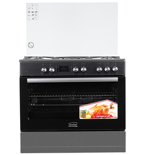 Simfer Professional Cooker 5 Gas + 1 Electric Oven(Black,silver)
