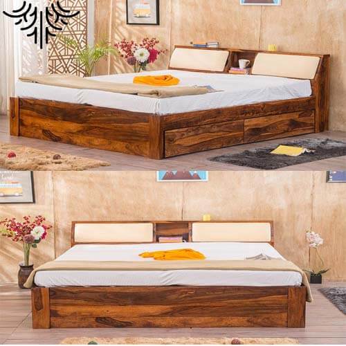Storage Bed with Drawer Size: 2M*2M (Queen Size Bed) Libuyu Wood