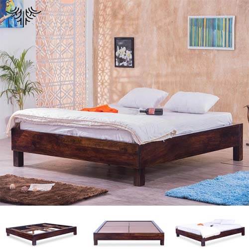 Mary Flat Bed Square Queen Size 1.9m*1.8m (Muvura Wood)