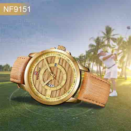 NAVIFORCE Men Quartz Watch NF9151, Leather, Waterproof, Male , , Date Week Fashion Clock