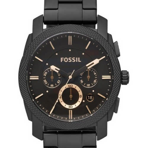 Fossil Machine Black Dial Stainless Steel Band Chronograph Watch For Men - FS4682