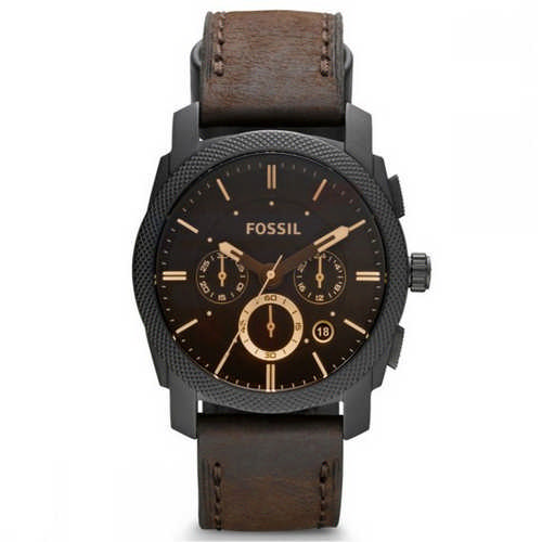 Fossil Machine Brown Dial Leather Band Watch For Men - FS4656