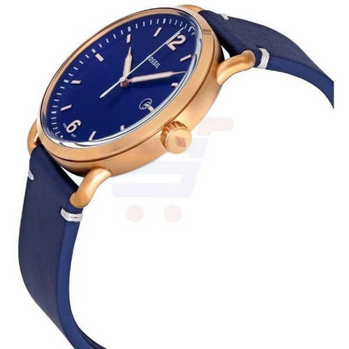 Fossil Rose Gold with Leather Strap Blue Analog Watch For Men - FS5274