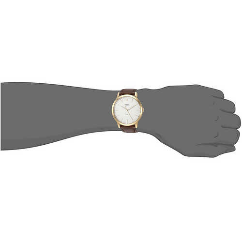 Fossil The Minimalist Gold Leather Quartz Gents Fashion Watch, FS5397