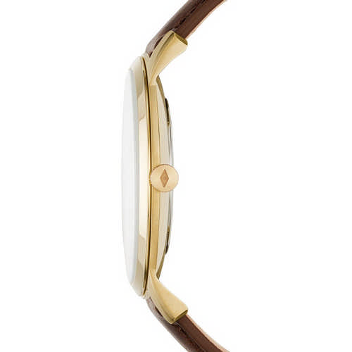 Fossil The Minimalist Gold Leather Quartz Gents Fashion Watch, FS5397