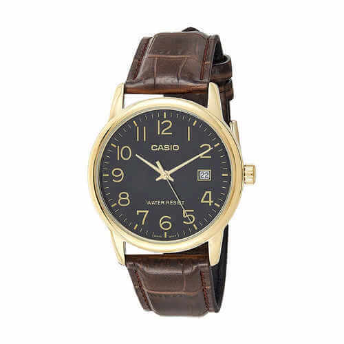 Casio Mens Analog Leather Band Watch, MTP-V002GL-1BUDF