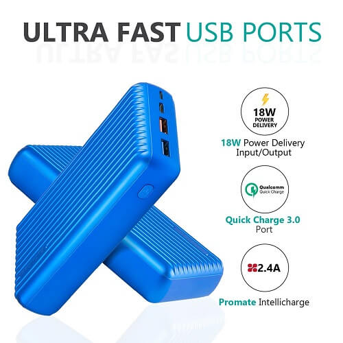 Promate 30000mAh Delivery Power Bank USB-C 18W Power Delivery, Titan-30