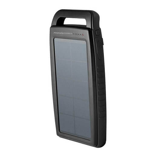 Promate 15000mAh Solar Power Bank, Outdoor Solar Charger with Dual USB Port, SolarBank-15