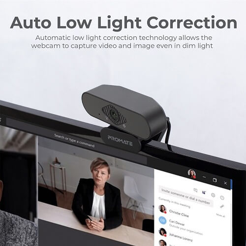 Promate 1080P Webcam with Microphone and Premium Auto Focus Full HD Pro USB Webcam
