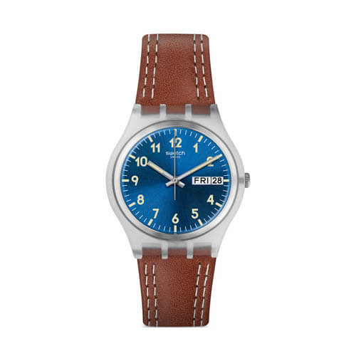 Swatch Leather Analog Watch GE709 For Men