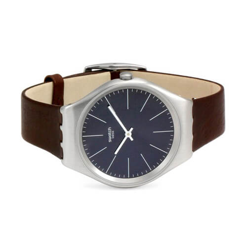 Swatch Men's Leather Analog  Quartz Brand  Swiss Watch - SYXS106C