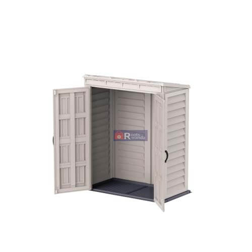 Yardmate Pent Plus 5x3ft 171 X 92 X 202 Cm Resin Garden Storage Shed With Free Shelving Rack 4