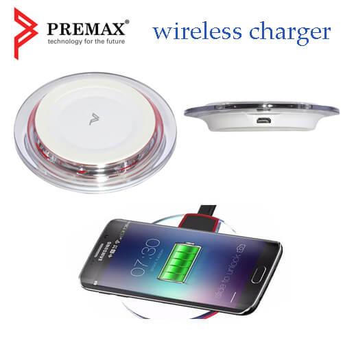 Premax Wireless Charger for Smart Mobile Phones- High Quality  -WC801 + iPhone wireless converter- Universal Wireless Charging Station Pad