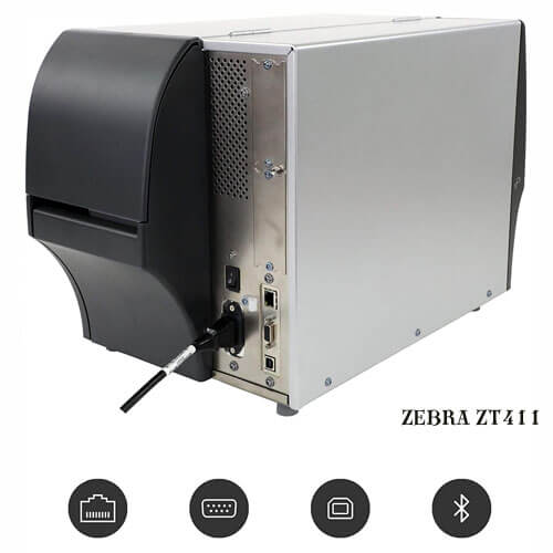 Zebra ZT411 TT Label / Barcode Industrial Label Printer - 4 inch, 203 dpi, Euro and UK cord, Serial, USB, 10/100 Ethernet, 4.1/MFi, USB Host, EZPL.zt41142-t0e0000z