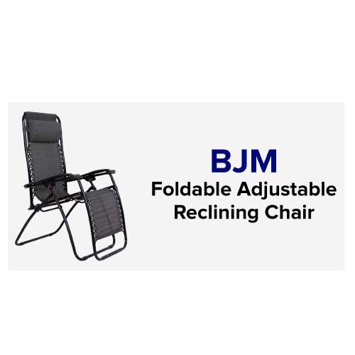 BJM Foldable Adjustable Reclining Black Chair 177x113x68cm