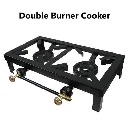 Double burners Cooking Outdoor Portable Camp Stove Cast Iron (48*24.5*10.5 cm)