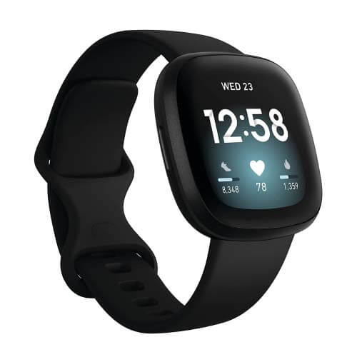Fitbit Versa 3 Health & Fitness Smartwatch with GPS, Alexa Built-in, 6+ Days Battery FB511BKBK/FB511GLNV (Black, Midnight Soft)