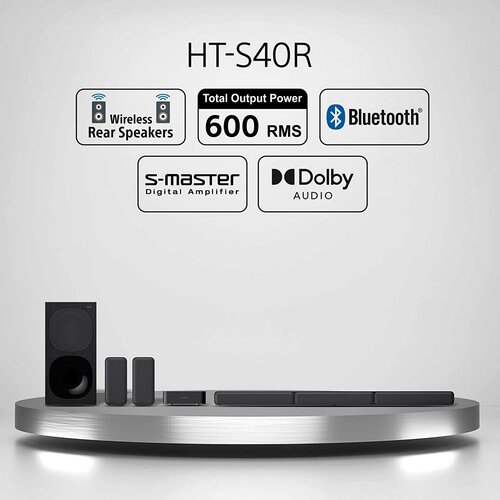 Sony HT-S20R is a 5.1ch Home Theatre System with a Subwoofer and Compact Rear Speakers, 400W, Bluetooth & USB connectivity, HDMI & Optical connectivity.