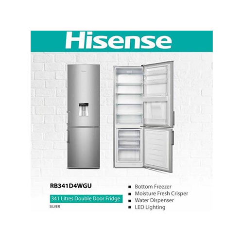 Hisense 265 Liter Double Door Fridge, Defrost – RB341D4WGU; Dispenser, Bottom Freezer Double Door Fridges 3 Hisense 341 Liter Double Door Fridge, Defrost RB341D4WGU; Dispenser, Bottom Freezer