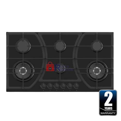 Mika Built-In Gas Hob, 90cm, 6 Gas with WOK, Glass MGH92602FBGW2