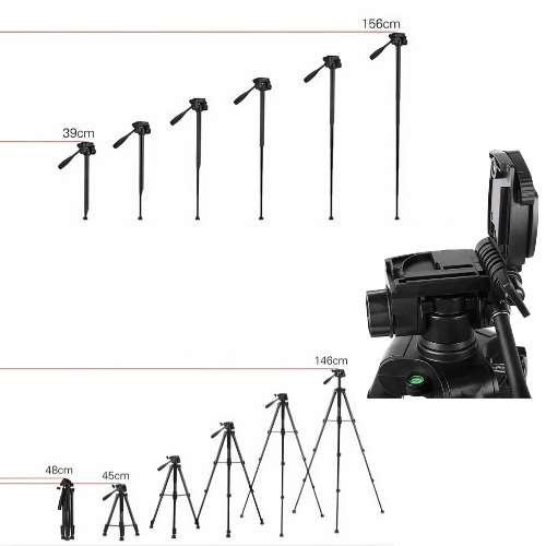 KINGJOY VT-880 2-in-1 Portable Adjustable Aluminium Alloy Camera Tripod Monopod