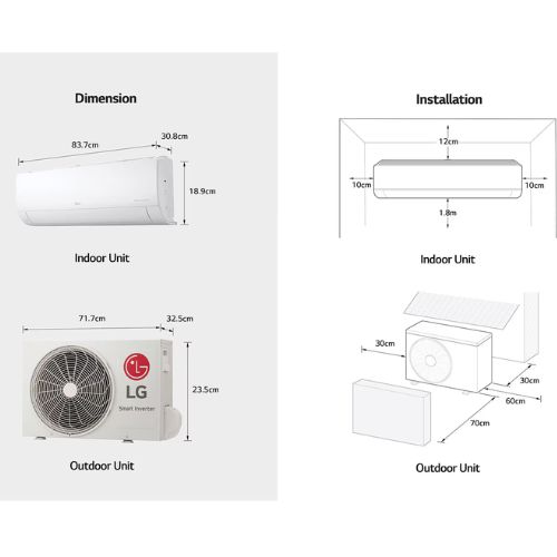 LG Split AirConditioner-Inverter 24000BTU AC-S4Q24K2QAL